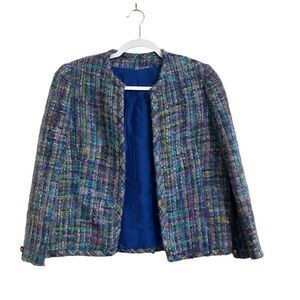 Vintage That‎ Davenbrook Look Tweed Jacket Women's M Blue Multi 60's Office Core